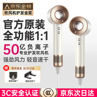 Luolaifen high-speed hair dryer, quick drying, hair care, household hair dryer, negative ions, no harm to hair, high-power hair dryer gift, portable, low noise, constant temperature, ceramic gold, single air nozzle, official top configuration - full function 1 1 2025 new model, 3c certification, safer, 4.5 billion hydrating negative ions