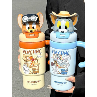 Yidi tom and jerry big mac straw thermos cup for girls high-looking office desktop cup 316 ice-based cup couple bestie set jerry + tom 750ml