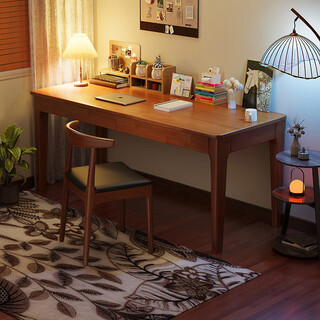 Marku liangpin solid wood desk small apartment student simple writing desk study table x2508 walnut color 100*50*75