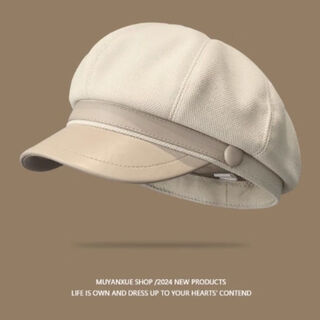 Midelei octagonal hat for women with big head circumference 2025 new japanese retro literary newsboy hat autumn and winter fashion face-showing little beileibei japanese retro-beige-versatile face-showing small one-size-fits-all head circumference 54cm-59cm