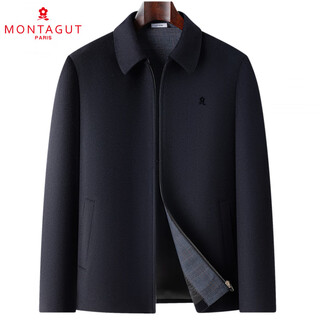 Montagut cashmere jacket for middle-aged men with lapels, autumn and winter business casual woolen woolen dad jacket, loose coat, navy blue xl 180/96a