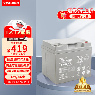 VISENCH威神6FM38G UPS不间断电源电池免维护铅酸蓄电池12V38AH UPS电源 EPS直流屏专用