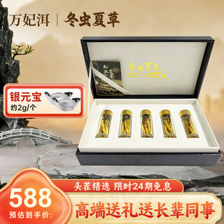 Wanfei'er cordyceps sinensis nourishing high-quality cordyceps nutritional products gift box gift for leaders and elders affordable stocking gift box 30 pieces vitality dietary supplement 5 pieces/g buy and get 2 silver ingots