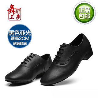 Sansara latin dance shoes men's dance shoes men's adult medium heel soft sole practice shoes dance shoes social modern dance shoes modern black matte (indoor fur sole) 42