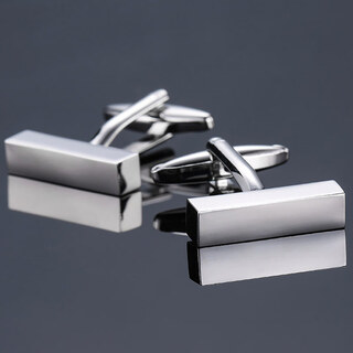 Fat donglai same style cufflinks men's laser metal french shirt glossy plaid copper material rust-free button sleeves silver rectangular