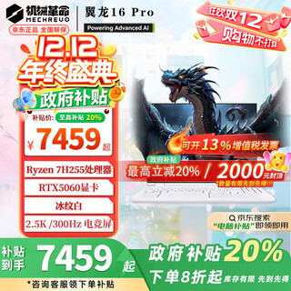 机械革命蛟龙16Pro 2025国家旗舰锐龙【补贴20%】RTX5070/5060电竞16英寸游戏本学生笔记本电脑 R7 H255 /RTX5060/1T+32G白