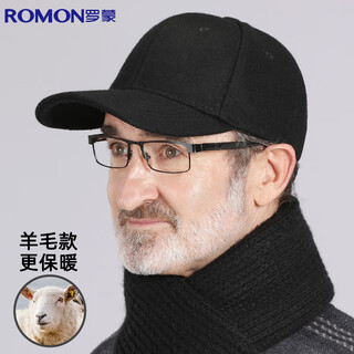 Romon baseball cap autumn and winter wool hat men's duck tongue thickened warm and windproof gift for the elderly and father