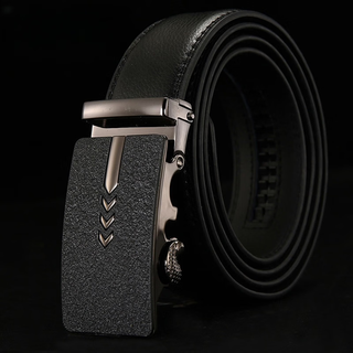Lism light luxury high-end men's fashion frosted genuine leather pants belt business formal automatic buckle belt black 110cm