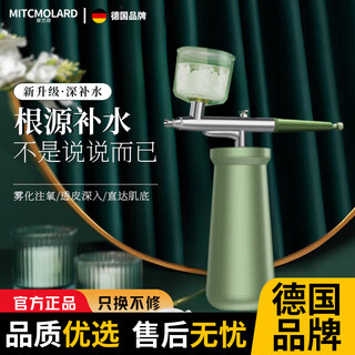 Moreland german brand beauty instrument oxygen injection instrument handheld nano spray hydration instrument facial beauty home hydration light moisturizing facial steamer cold spray facial essence import birthday gift spruce green fine mist microneedle spray efficient absorption