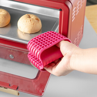 Bill.f since 1983 silicone heat-insulated hand clips, anti-scalding, microwave oven gloves, kitchen baking, non-slip, thickened oven gloves, wear-resistant, rose red heat-insulated hand clips, 15.5x5.5cm 1