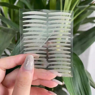 Super sticky double eyelid lace invisible traceless single eyelid swollen eye makeup matte natural realistic inner double eyelid waterproof super invisible-long and wide style 1 pair 1 piece