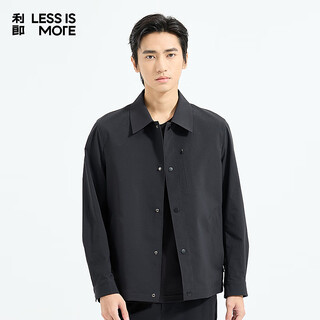 利郎轻时尚男装【商场同款】风衣男翻领抗皱易打理通勤防风工装外套 黑（1H） M (165)