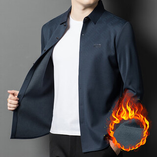 Vicutu new winter clothing men's velvet thickened striped shirt loose middle-aged casual all-match wool warm shirt b31-f8016 black s 165