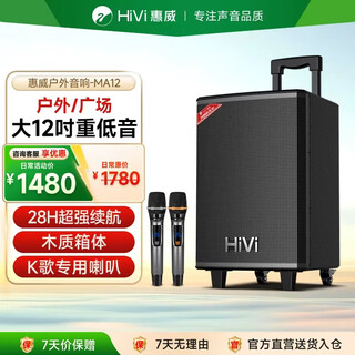 Hivi 12-inch stage-level outdoor mobile smart speaker ktv audio square dance speaker bluetooth pull rod audio camping dual microphone ma12 electric guitar instrument speaker