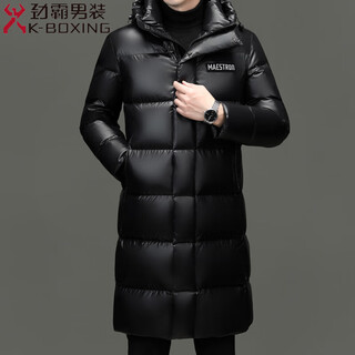 Kbxng jinba winter black gold long hooded glossy duck down thickened waterproof extreme cold warm men's jacket black glossy m 170/88a