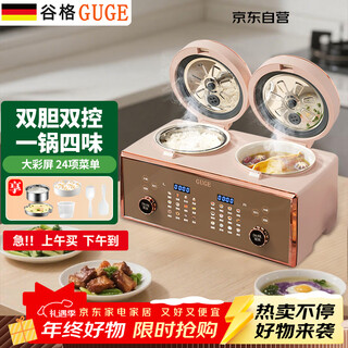 谷格（GUGE）德国双胆电饭煲 智能低糖 双胆双控 煮饭煲汤二合一 家用3-4人电饭锅 智能蒸饭锅GB86咖