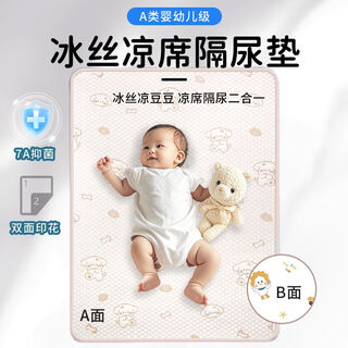 Magmeng 7a antibacterial double-sided printed baby diaper pad newborn waterproof diaper pad baby washable children diaper pad 7a antibacterial double-sided pattern a side panda + b side cat scratch 200x180 cm + adjustable fixing strap