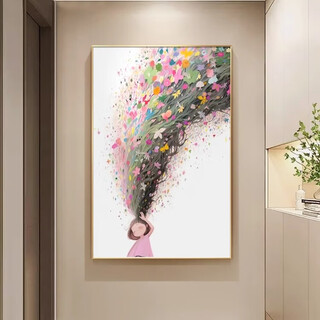Weng painter cream style living room decorative painting texture flower high-end sofa background wall hanging painting entrance floor decorative painting a whimsical 30*40cm (single) high-definition oil canvas picture (texture matte effect) light luxury gold aluminum alloy frame