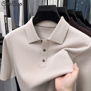 Goldlion g+ goldlion light luxury worsted machine washable short-sleeved men's wool sweater winter lapel sweater middle-aged solid color half-sleeved q-17605 l 175 recommended 140-160 jin jin equals 0.5 kg