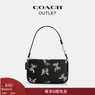 Coach outlet women's bag bow print nolita no. 19 casual shoulder bag mahjong bag sv/black mixed color
