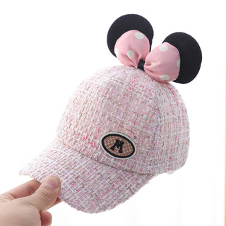 Children's hat girls spring and autumn baseball cap baby hat autumn and winter sun hat girls 2025 new fashion bow baseball-pink 1-5 years old (48-52cm)_velcro adjustment