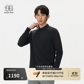 Kolon sport/kolon outdoor casual clothing men's textured brushed business polo inner long-sleeved t-shirt lhpt5wt867-bk black l 175/96a