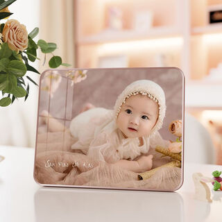 Fantasy children's photo custom photo frame, washed wedding photos, made into table printing, wedding photos, family photos, photo album decorations, rose gold - rounded corner table, 12-inch table, horizontal version