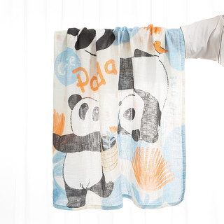 Fantasy baby bath towel 2-layer thin xia xin'er two-layer bag single children's large size baby blanket blue kung fu giant panda bag single-infant full level 2-layer gauze cloth 110x110cm
