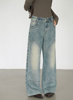 Yingtang ancient jeans for women, winter new style, american style washed, washed blue, shipped in about 48 hours s