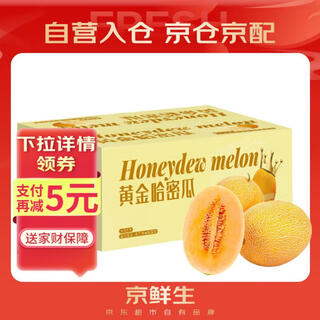京鲜生 黄金哈密瓜 2粒 单果2.5斤起 净重6-8斤 生鲜水果礼盒