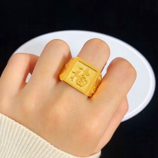 Fat donglai's same style donglai quality vietnamese imitation sand gold ring for men with live mouth blessing square ring gold color gold opening adjustable
