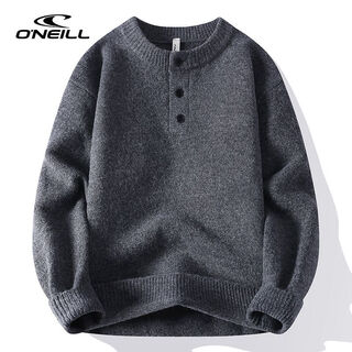 O neilloneill/o'neill retro henry collar knitted cardigan for men in autumn and winter solid color warm base knitted sweater gray m