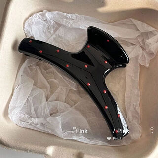 Ballet girl black and white polka dot bow clip sweet and versatile shark clip feel hair clip hair claw polka dot clothes hanger - black