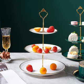 Yijuke 3-layer crown fruit plate living room coffee table snack plate light luxury candy plate dried fruit snack rack dessert table tray