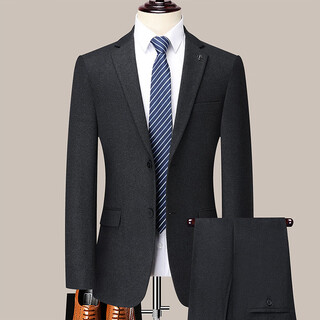 Less is more lilang suit men's korean style casual business formal jacket slim groomsman groom wedding dress dark gray m 170