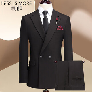 Lilan suit men's suit spring and autumn business professional work clothes versatile set with casual two-piece fashion dress black m 170