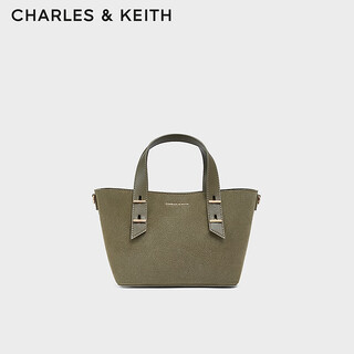 CHARLES&KEITH25冬新品复古绒面手提托特包斜挎包CK2-30782725-1 Deep Olive深橄榄色 S