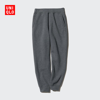 Uniqlo children's clothing boys and girls imitation sherpa sweatpants plus velvet thermal sweatpants 471391 08 dark gray 140