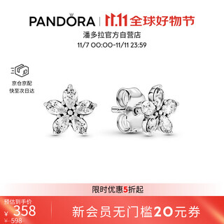 Pandora sparkling snowflake earrings 925 silver star inlaid design high fashion birthday gift for girlfriend