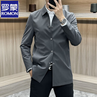 Luo meng business casual solid color versatile windbreaker men's 2025 spring new fashion light luxury simple jacket gray xl