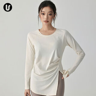 Yoga clothing top women's new blouse quick-drying long-sleeved sports t-shirt loose running training pilates fitness clothing milk white s s