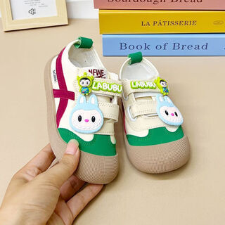 Yaersola cloth boys 2025 canvas shoes kindergarten girls indoor children baby spring and autumn soft sole lightweight green velcro blue cloth 21 shoe inner length 14 cm