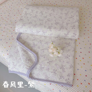 Pure cotton bed sheets three-piece set pure cotton quilted bed cover single piece tatami kang cover single 2025 model for all seasons spring breeze purple single bed cover 220 240cm (recommended 1.8 beds)