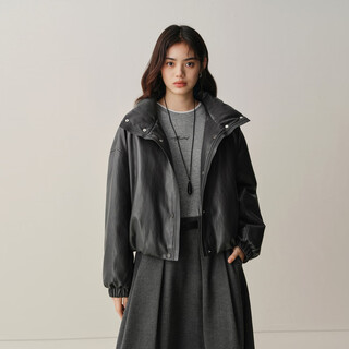 Peacebird shopping mall same style peacebird imitation protein pu leather down jacket for women white duck down jacket for women a1acf4310 latent gray 150 l 165