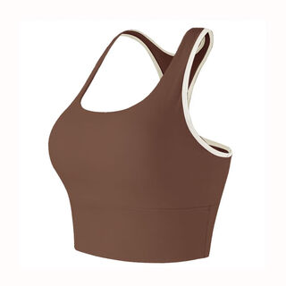 Weightlifting sports bra for women, female racer-shaped back, yoga vest, pilates training wear, running fitness underwear, pine cone brown one-piece racer-shaped back, s s