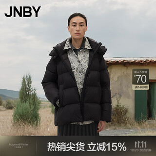 江南布衣（JNBY）【白月光】商场同款25冬新品羽绒服A型宽松侧拉链5X0C10110 001/本黑（批次一） S