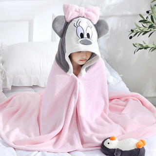 Cotton era children's bath towel cloak hooded newborn baby parent-child winter thick wrap for boys and girls 70*140 pink cute mouse thickened