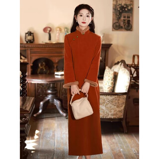 Chuangqi pan clothing 50% off cheongsam new chinese style winter plus velvet thickening long winter style 2025 new women's long-sleeved toasting suit new shishi ruyi plus velvet thickening xl