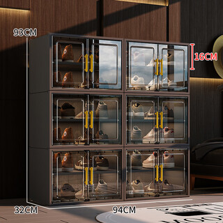 Shoe rack 2025 new multi-layer transparent shoe box storage cabinet integrated wall artifact indoor home door shoe cabinet cost-effective choice 2 columns 6 layers 12 grids black-24 pairs of large size shoes