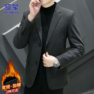 Romon suit men's spring and autumn woolen suit men's business casual tops jacket men's gray 2xl